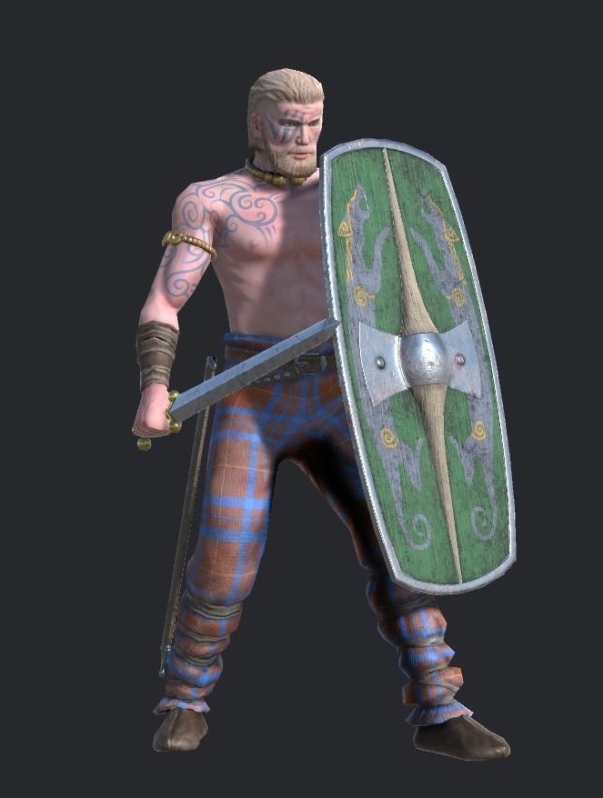 Greid celtic warrior Low-poly 3D model_2
