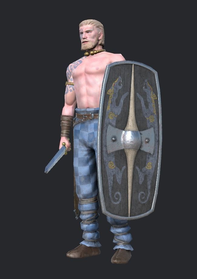 Greid celtic warrior Low-poly 3D model_4