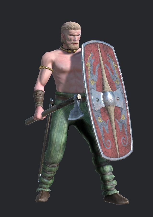Greid celtic warrior Low-poly 3D model_3