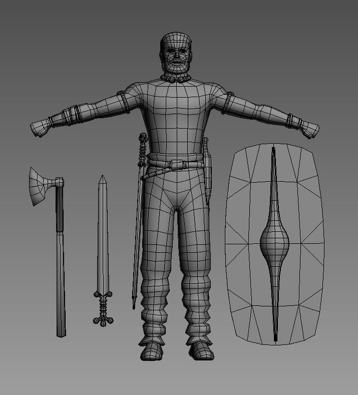 Greid celtic warrior Low-poly 3D model_5