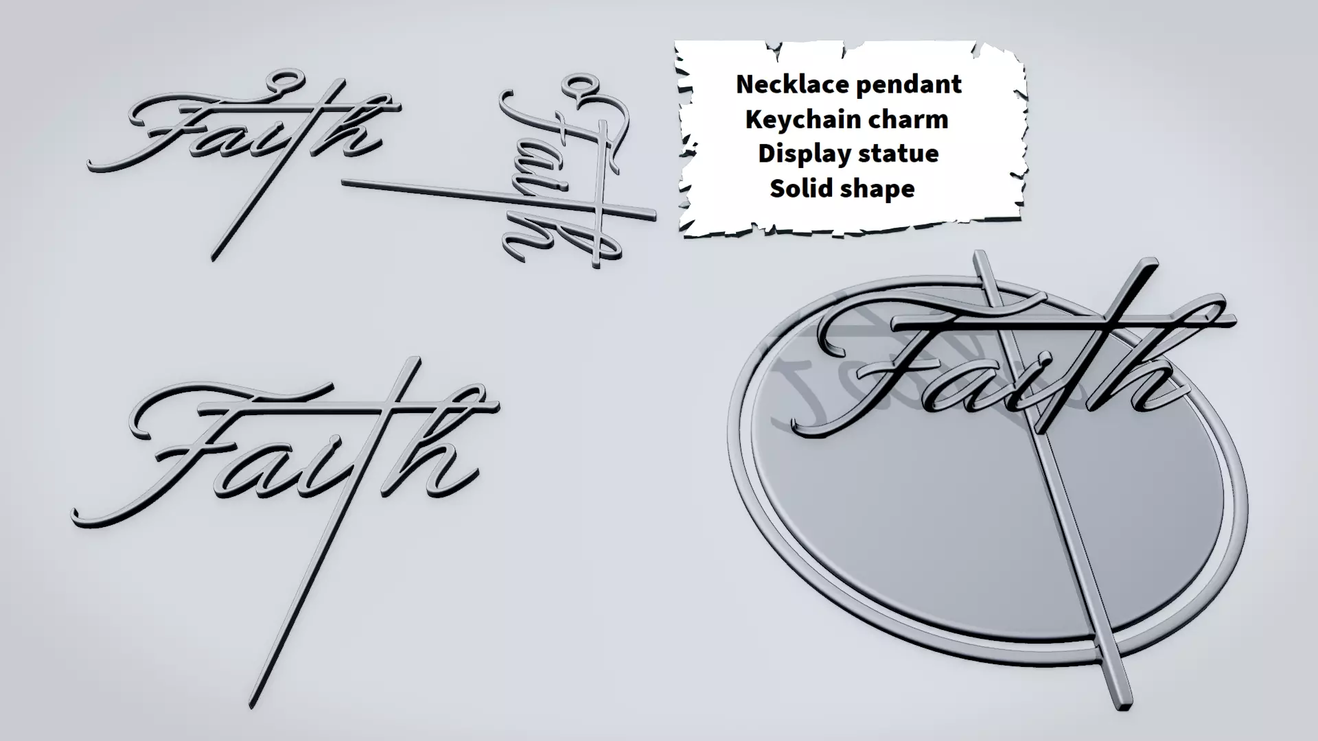 FAITH Cross Script Sign 3D print model