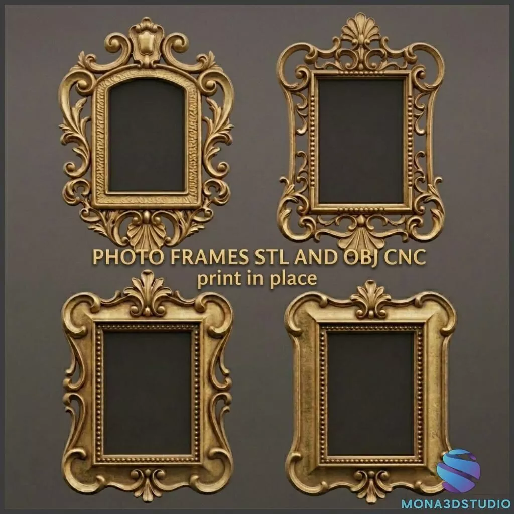 4 Ornamental Baroque Frames - 3D STL Model for CNC 3D Printing 3D print model