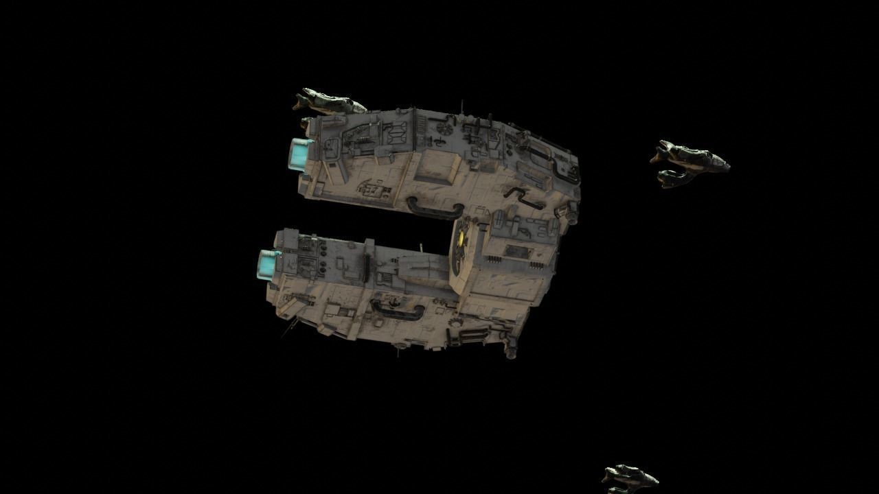 Space Freighter with Fighter Escort 3D model_6