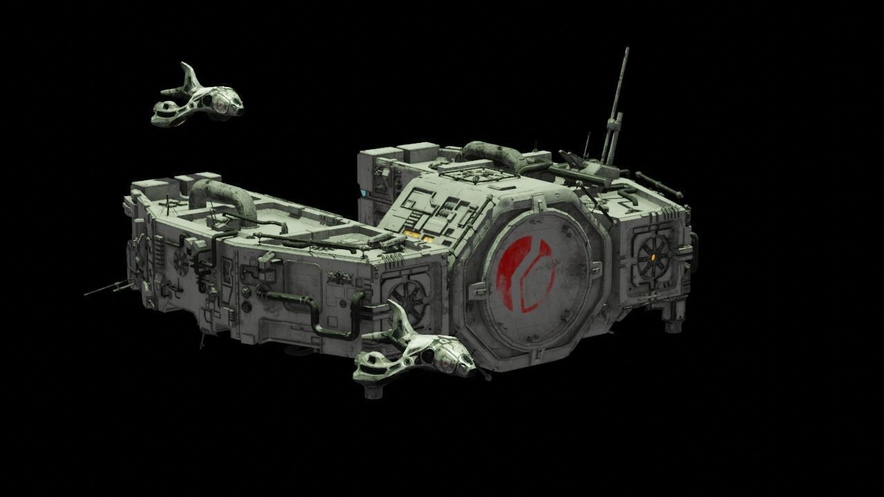 Space Freighter with Fighter Escort 3D model_4