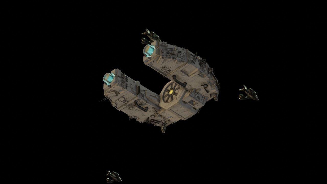 Space Freighter with Fighter Escort 3D model_8