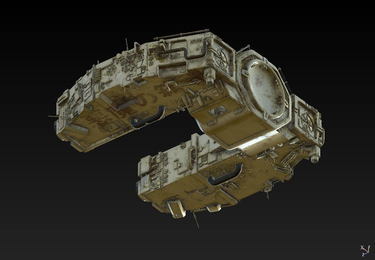 Space Freighter with Fighter Escort 3D model_12