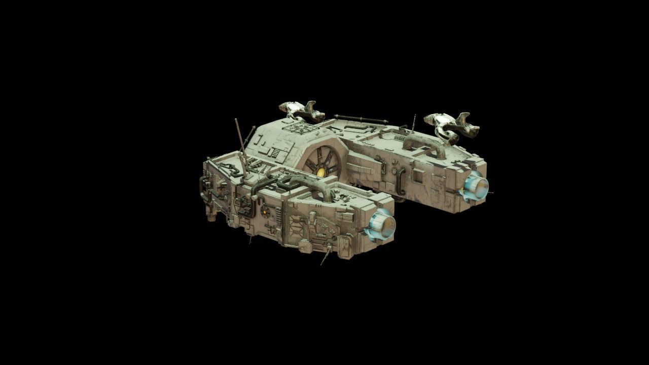 Space Freighter with Fighter Escort 3D model_10
