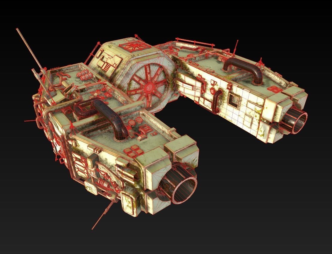Space Freighter with Fighter Escort 3D model_7