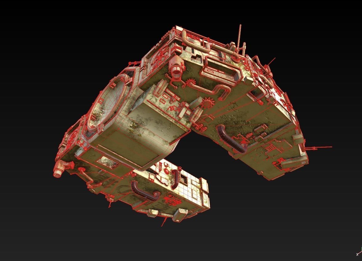 Space Freighter with Fighter Escort 3D model_16