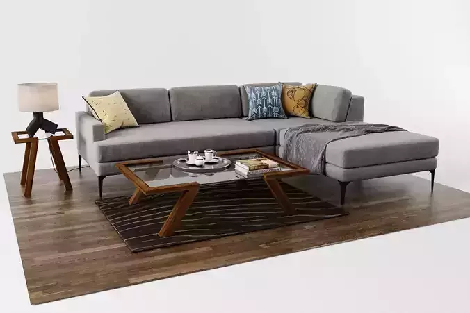 Sofa Andes Right Arm with Coffee table and Accessories