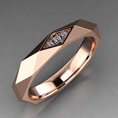 Faceted Wedding Ring with diamonds 3D print model