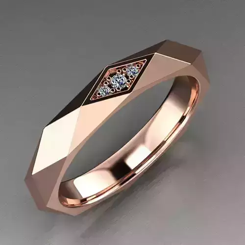 Faceted Wedding Ring with diamonds