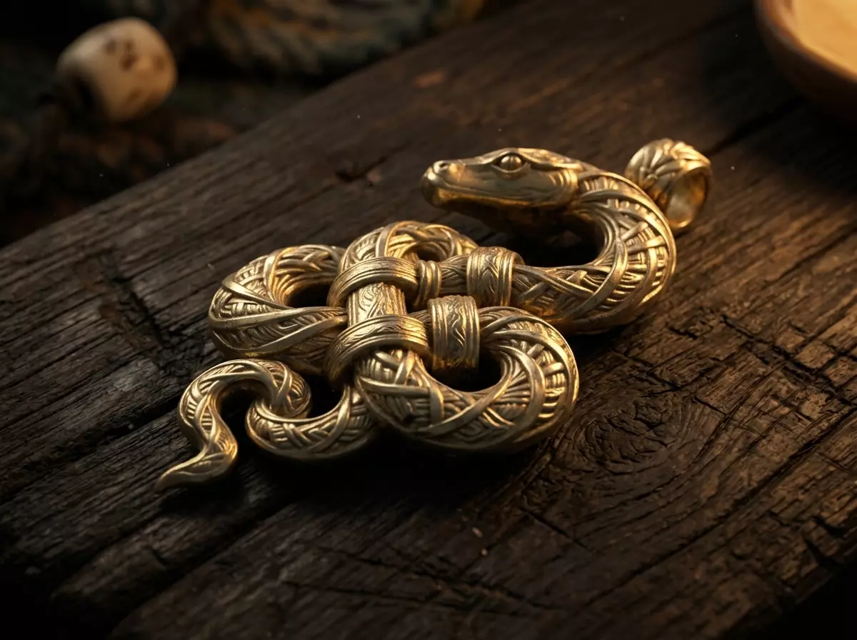 Norse Serpent Knot Pendant Viking Ouroboros Amulet 3D print model