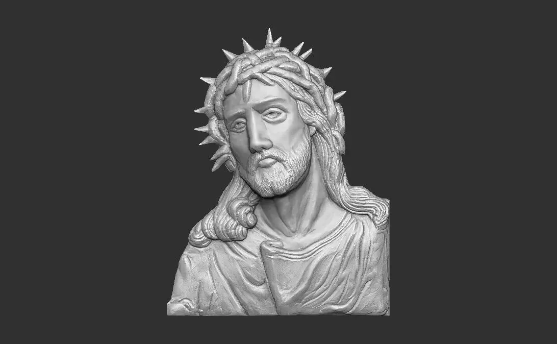 jesus with crown of thorns 3D print model