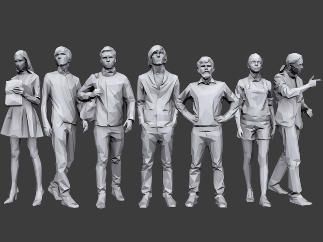 Lowpoly People Casual Pack Low-poly 3D model