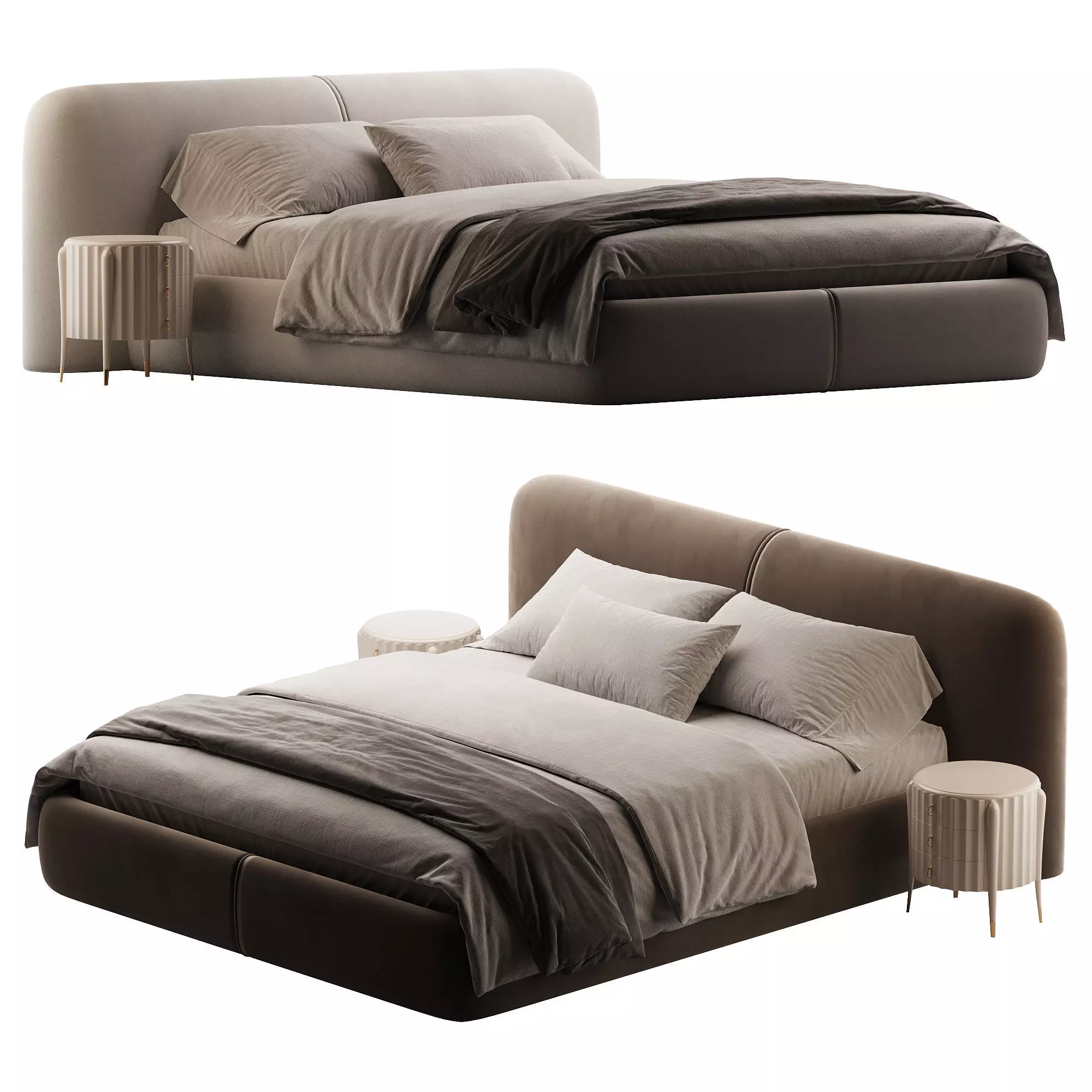 Curios Cocoa Upholstered King Low-poly 3D model