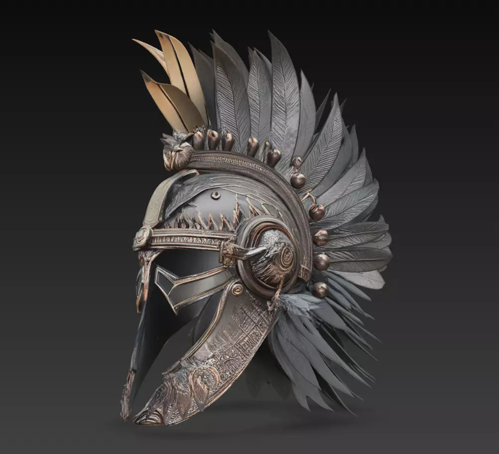 Roman Feather Crest Helmet Fantasy Warrior Armor 3D Model 3D print model