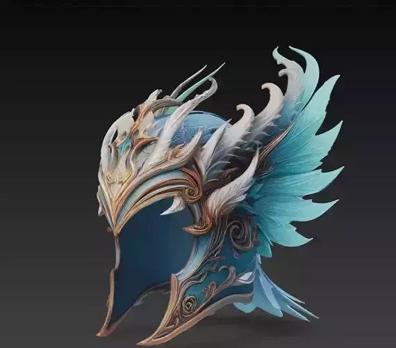 Divine Phoenix Wing Helmet Fantasy Angelic Armor 3D Model