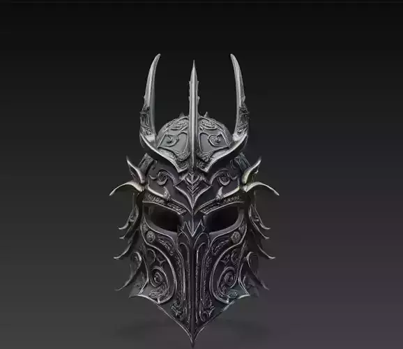 Dark Elite Knight Helmet Ornate Fantasy Armor 3D Model
