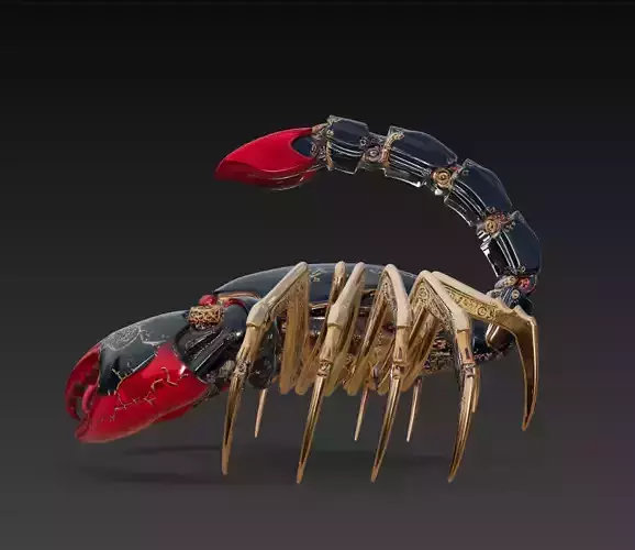 Steampunk Mechanical Scorpion Fantasy Creature 3D Model