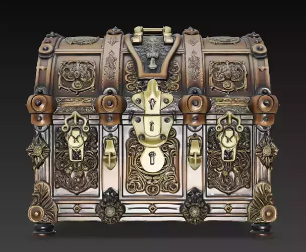 Ornate Treasure Chest Luxury Decorative Box 3D Model