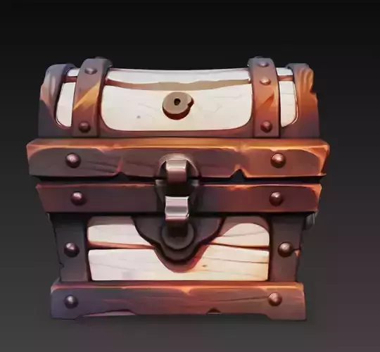 Stylized Treasure Chest Game Asset Fantasy Loot Box 3D Model