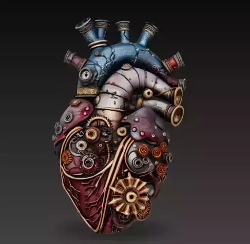 Steampunk Mechanical Heart Engine Anatomy 3D Model