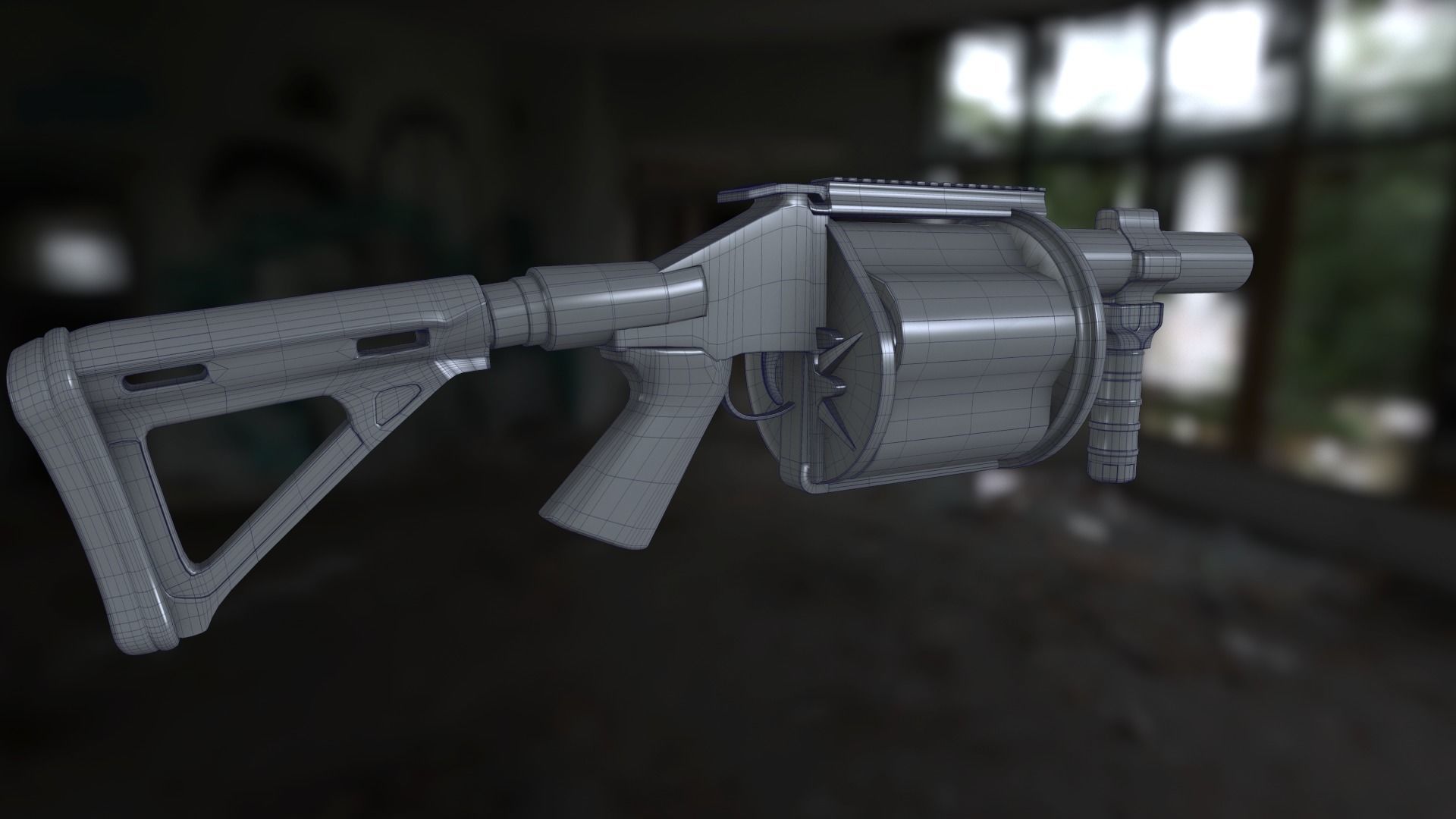 Grenade Launcher Weapon Low-poly 3D model_3