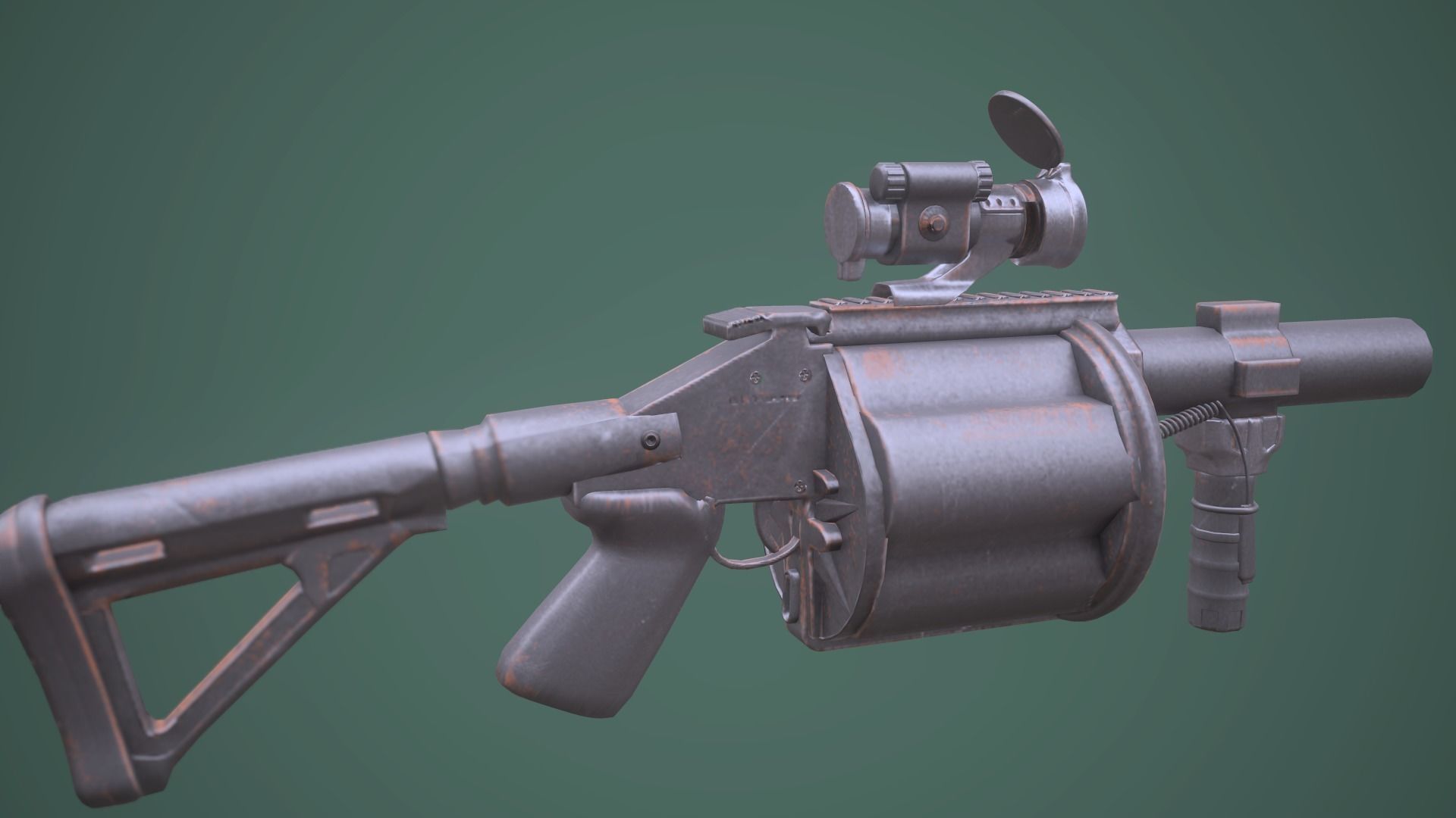 Grenade Launcher Weapon Low-poly 3D model_2
