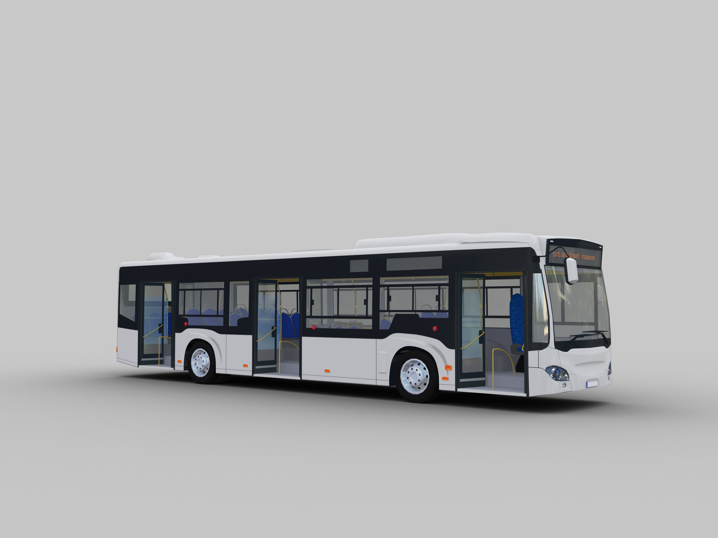 Lowpoly City Bus with interior Low-poly 3D model_6