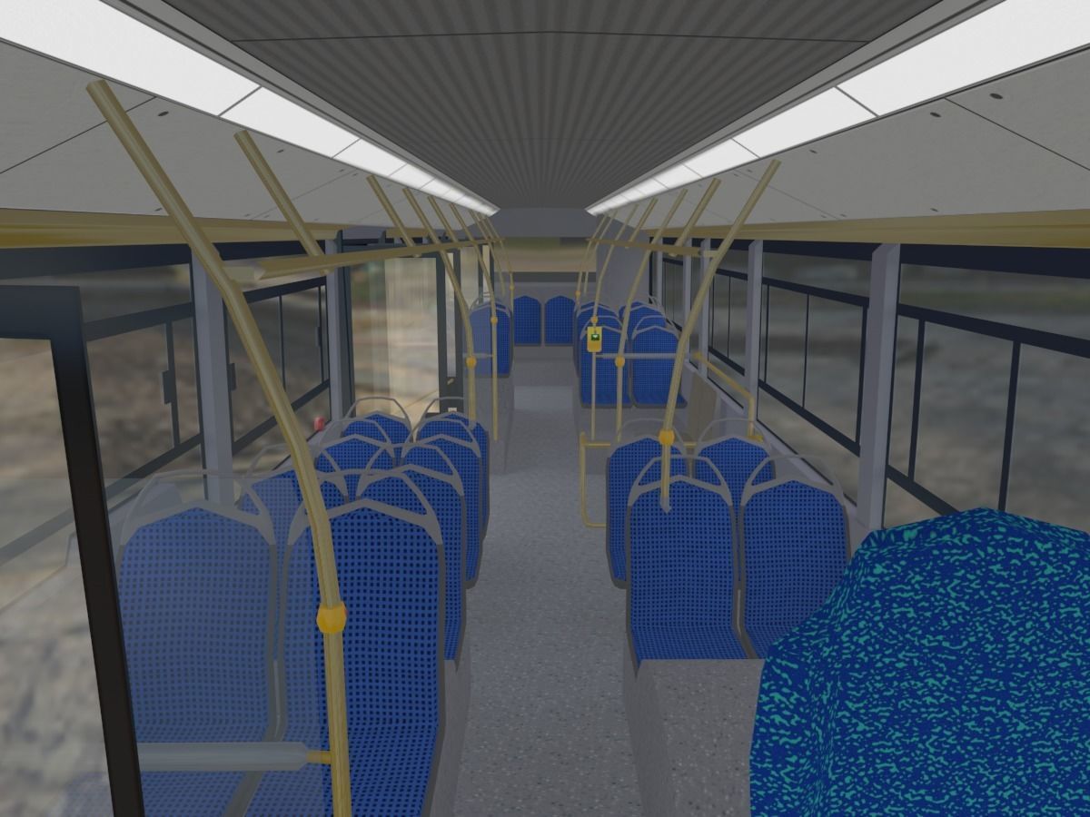 Lowpoly City Bus with interior Low-poly 3D model_9