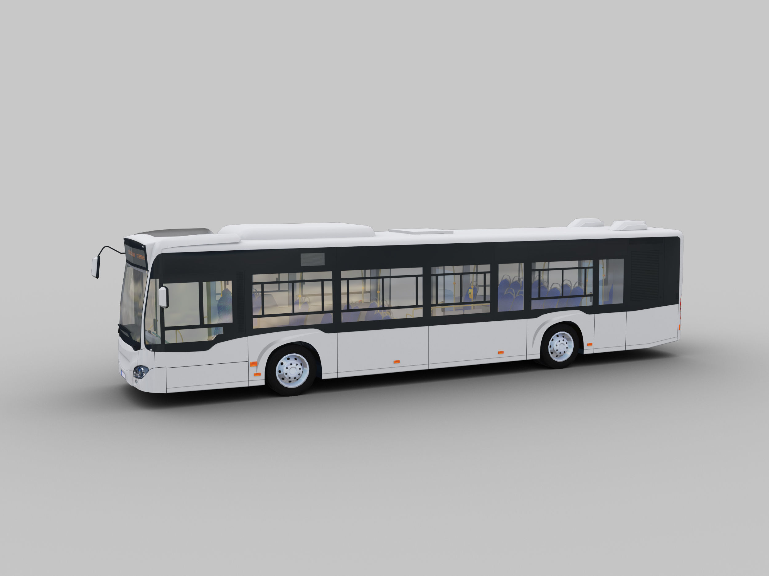 Lowpoly City Bus with interior Low-poly 3D model_7