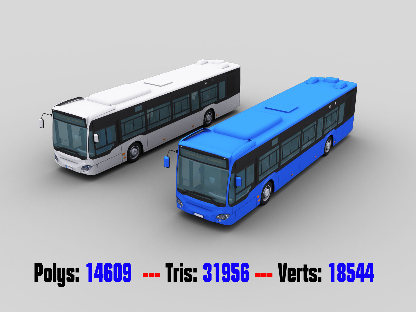 Lowpoly City Bus with interior Low-poly 3D model_1