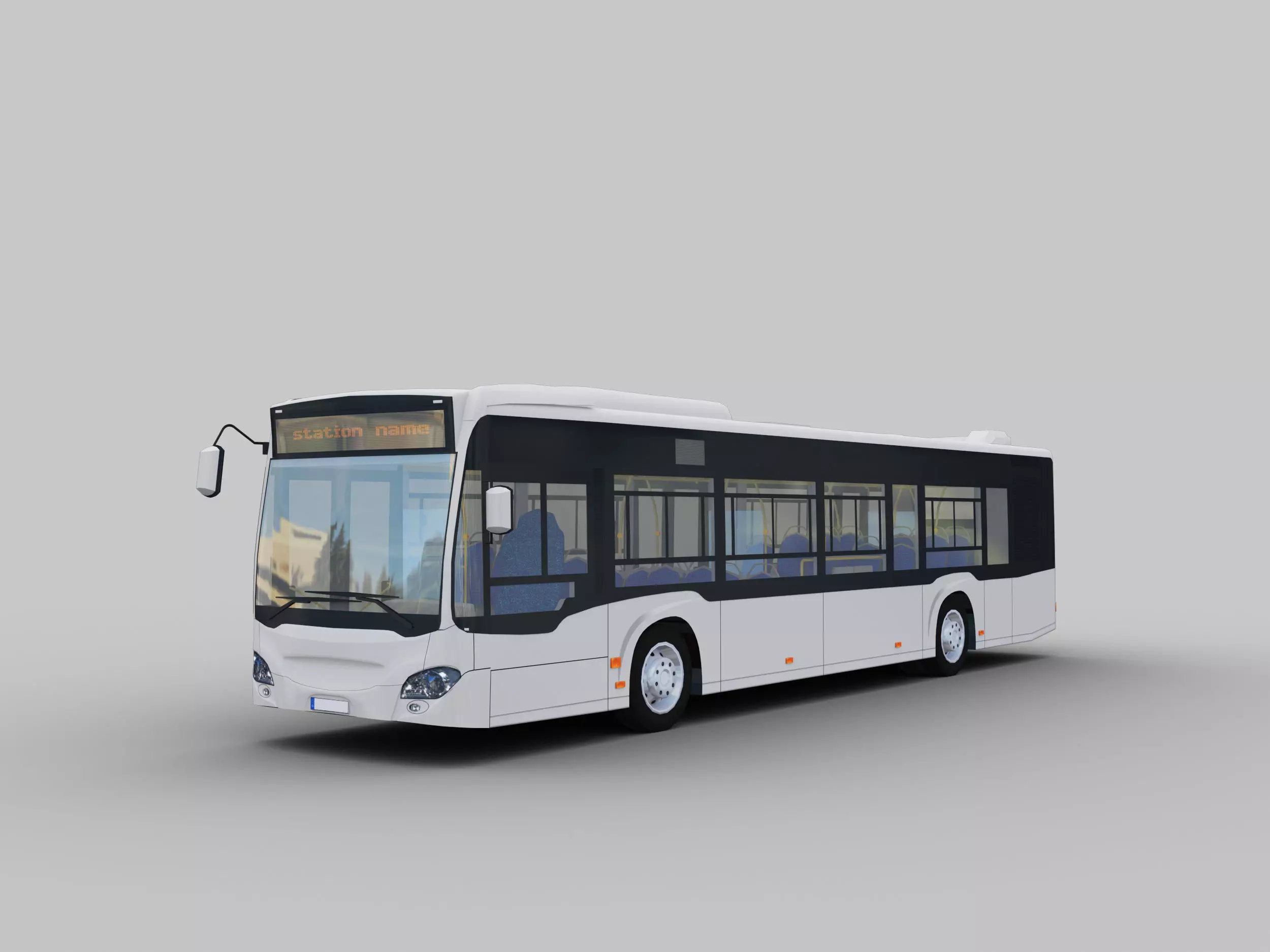 Lowpoly City Bus with interior Low-poly 3D model_0