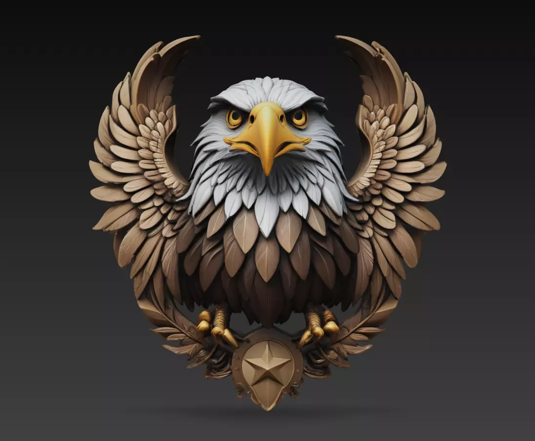 American Eagle Emblem Decorative Sculpture 3D Model 3D print model