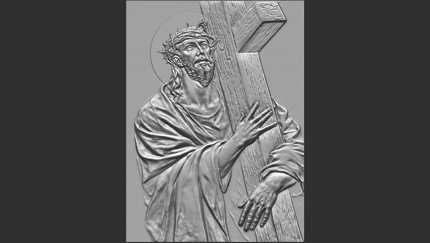 Jesus Carrying the Cross Christian CNC Relief STL 3D print model