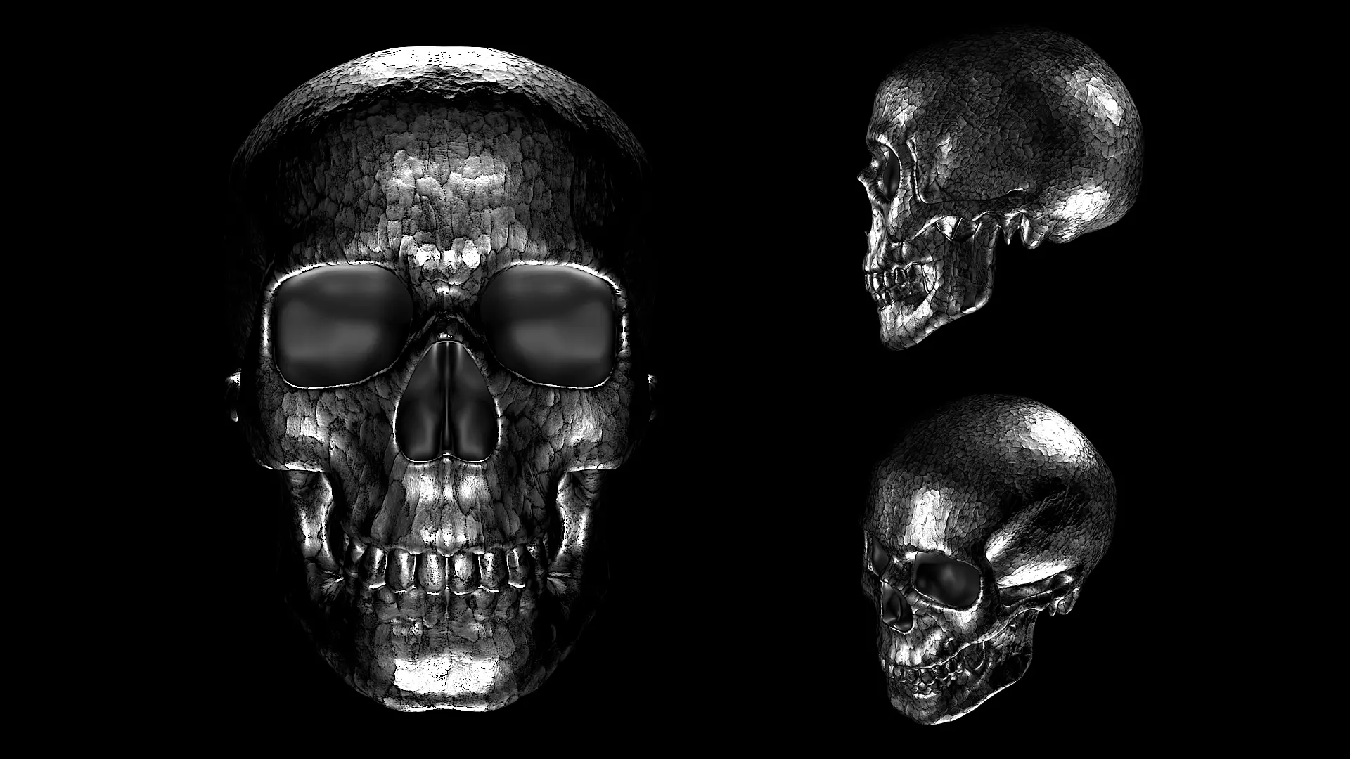 Reflective Metallic Human Skull 3D print model