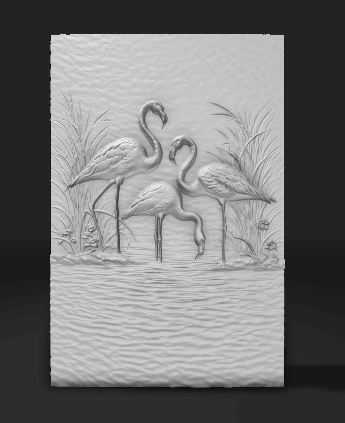 Elegant Flamingo Wall Relief 3D Model STL OBJ FBX BLEND CNC 3D print model
