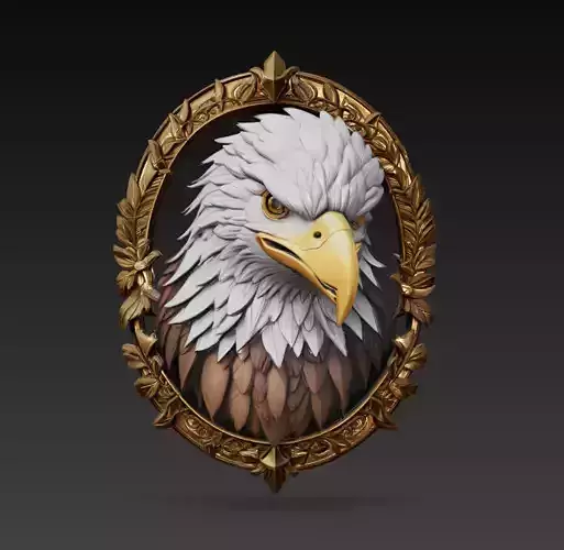 Eagle Portrait Emblem Decorative Frame 3D Model