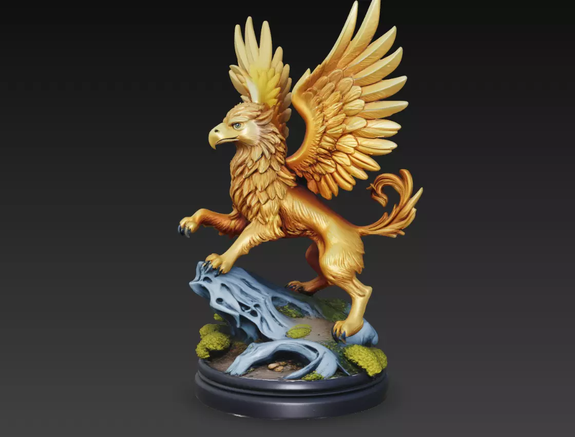 Griffin Mythical Creature Statue Fantasy Sculpture 3D Model 3D print model