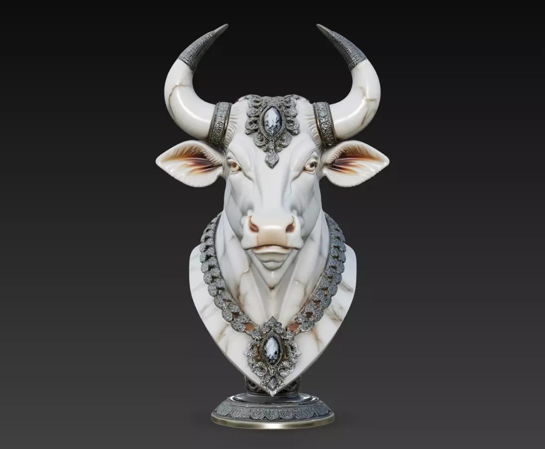 Ornamental Bull Head Bust Sculpture Luxury Decor 3D Model 3D print model