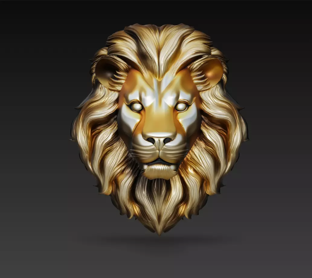 Golden Lion Head Sculpture Luxury Wall Decor 3D Model 3D print model