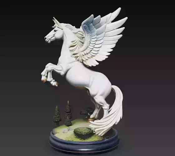 Pegasus Winged Horse Statue Fantasy Sculpture 3D Model