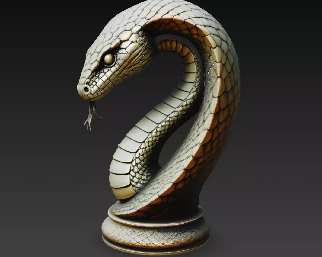 Coiled Snake Sculpture Symbolic Serpent Statue 3D Model 3D print model