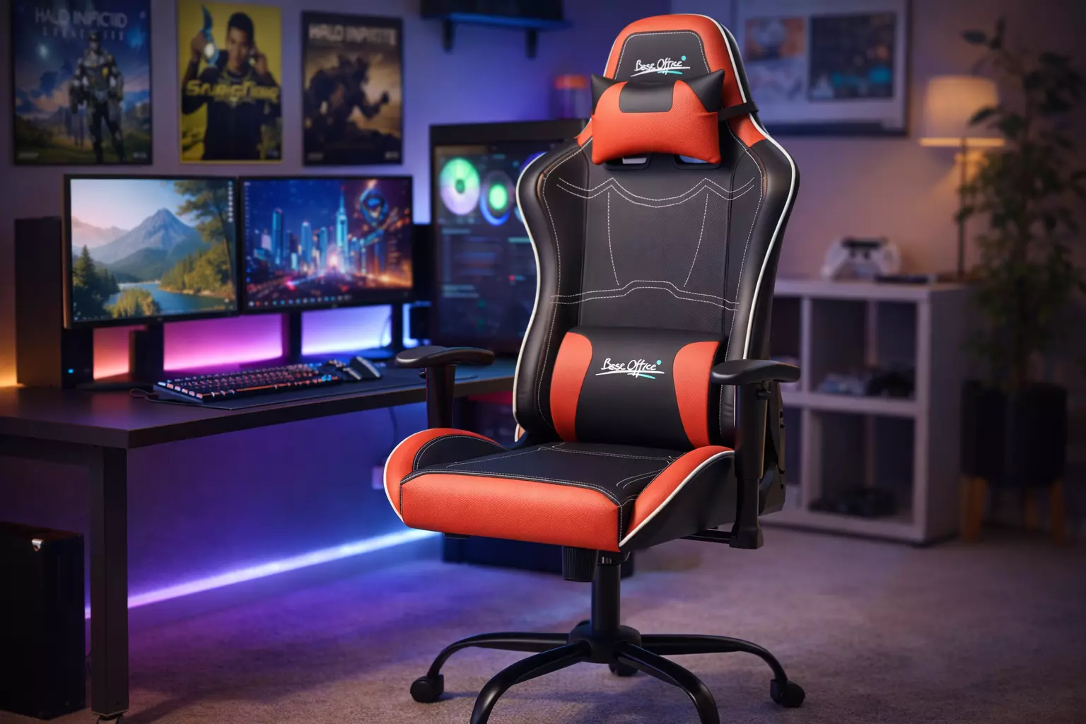 Ergonomic Gaming Chair Office Racing Style Seat 3D Model 3D model