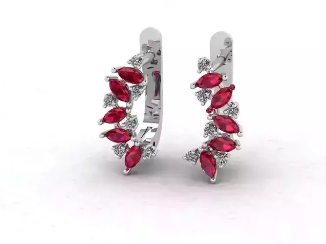 Marquis Diamonds Gems Earrings 3D print model