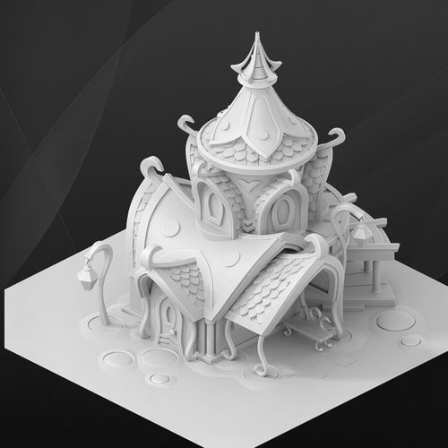 Fantasy game building - Elf house 3D model