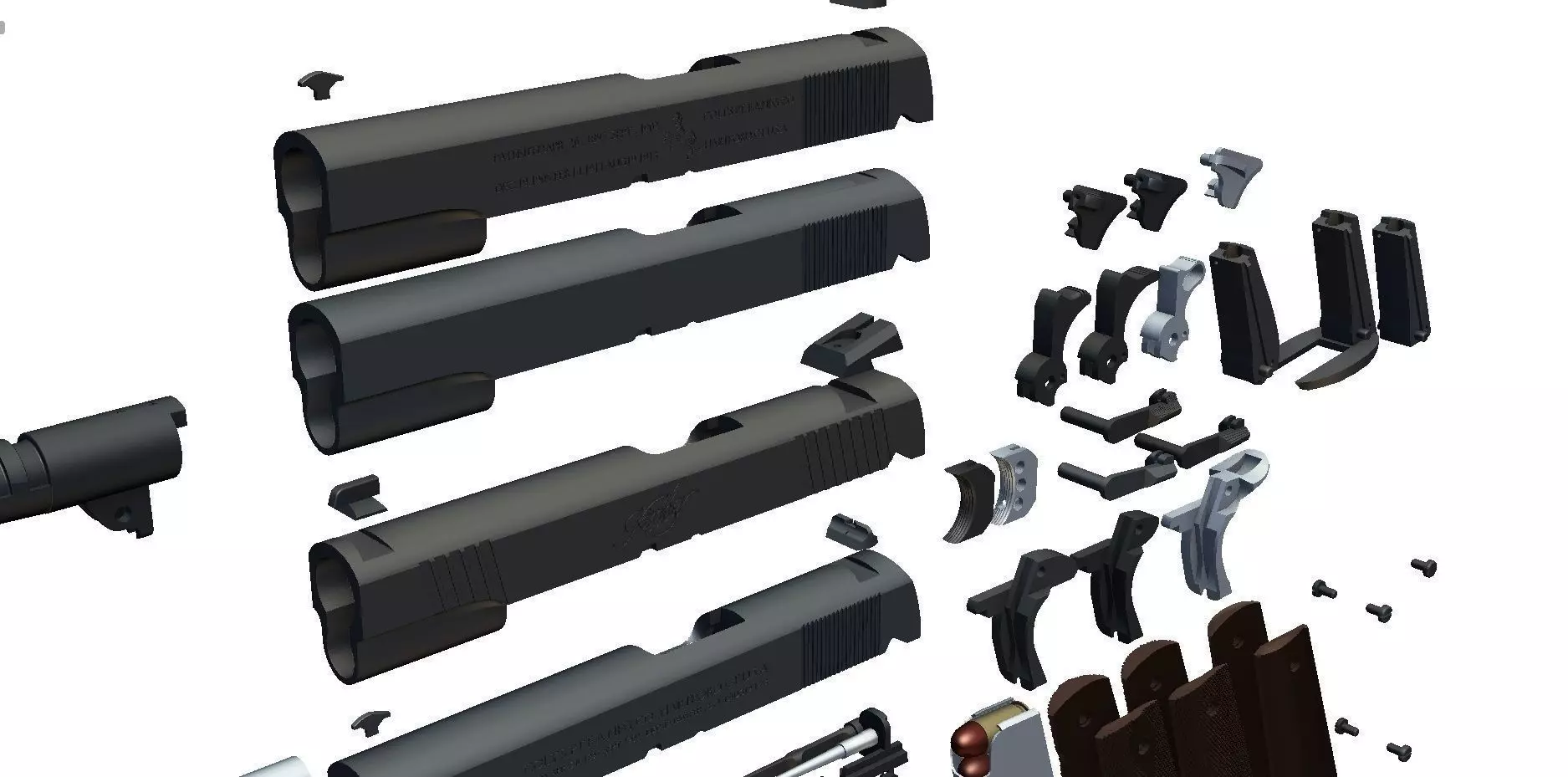 m1911 a1 all parts package 3D model_0