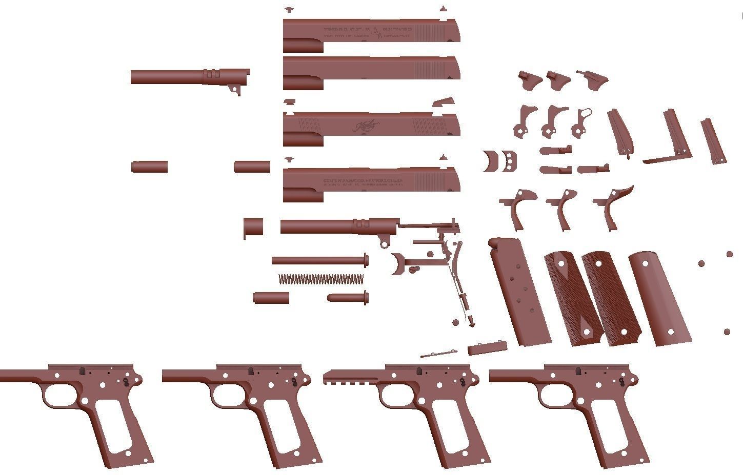 m1911 a1 all parts package 3D model_2