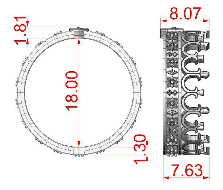 Crown Ring  3D print model_5
